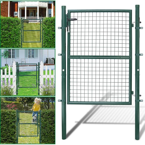 Cancello Del Giardino Porta Del Giardino Recinzione Porta Del Giardino Cancello Del Giardino Recinzione Cancello Del Giardino Acciaio Zincato Giardino Porta 150X100Cm Verde-image