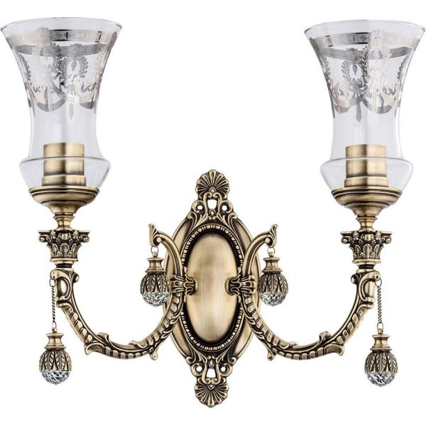 Casa Padrino Lampada Da Parete In Cristallo Barocco Ottone Con Patina / Argento 43 X H. 37 Cm-image