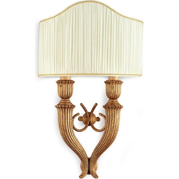 Casa Padrino Lampada Da Parete Doppia Barocca Oro Antico / Crema-Oro 29 X 15 X H. 47 Cm - Magnifica Lampada Da Parete In Stile Barocco - Luci Barocche - Qualità Lussuosa - Italy-image