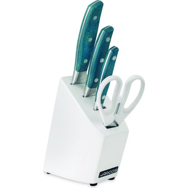 Brooklyn Kitchen Set - Set Composto Dagli Elementi Fondamentali Per Una Cucina Ben Attrezzata. Tutto è Riposto In Un Blocco Di Legno Laccato Bianco In Gomma.-image