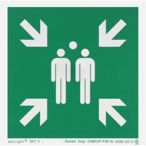 Notlok Safety Work - 1X - Segnale Di Evacuazione - Punto Di Raccolta - 15X15Cm | Foglio In Pvc + Nastro Adesivo In Schiuma | Segnale Di Uscita Di Emergenza Fotoluminescente-image