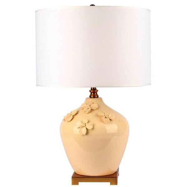 Casa Padrino Lampada Da Tavolo In Ceramica Crema / Oro / Bianco Ø 40 X H. 70 Cm-image