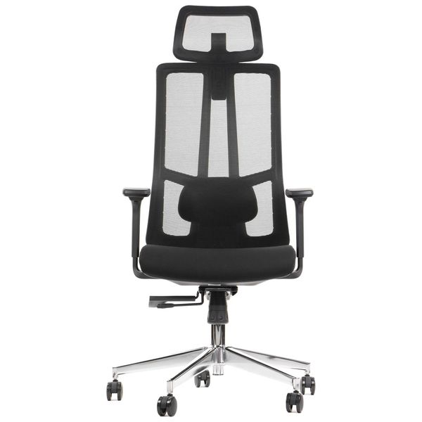 Sedia Girevole Ergonomica Da Ufficio Akcent/M, Base Cromata, Braccioli Regolabili, Seduta Scorrevole (Avanti-Indietro), Nera-image