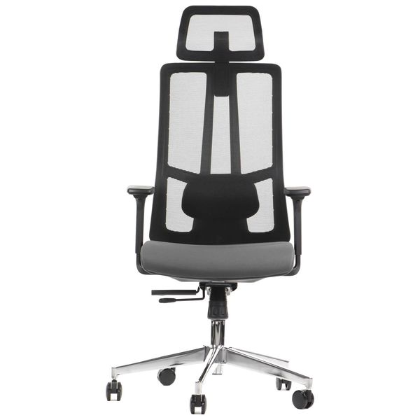 Sedia Da Ufficio Ergonomica Girevole Akcent/M, Base Cromata, Braccioli Regolabili, Seduta Scorrevole (Avanti-Indietro), Nero/Grigio-image