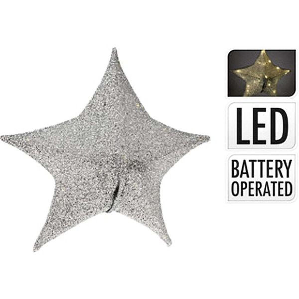 Stella Di Natale 50 Cm 30 Led In Tessuto Argento (1912337)-image