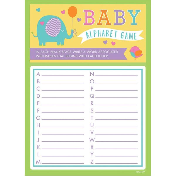 Amscan - Alfabeto - Gioco, Baby Shower 24-Pack - Carta SG34326 (Taglia Unica) (Colorato)-image