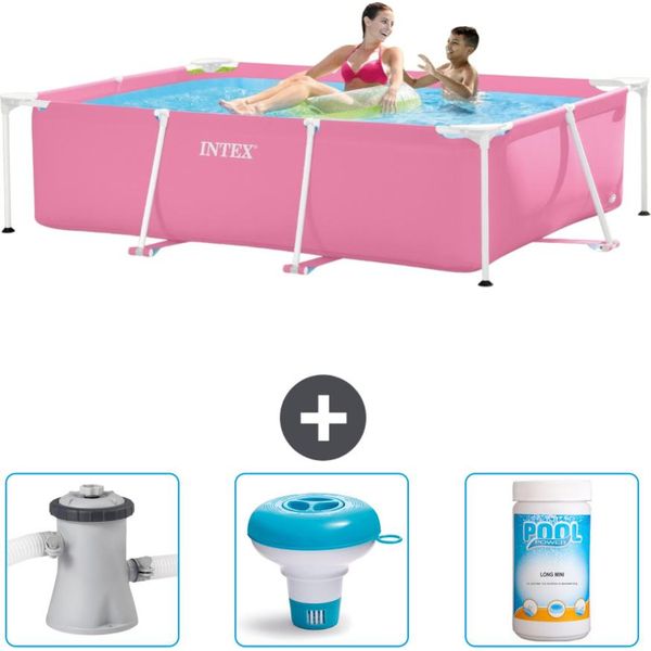 Piscina Intex Con Struttura Rettangolare - 220 X 150 X 60 Cm - Rosa - In Dotazione Pompa Filtro Per Piscina - Galleggiante Per Cloro - Cloro-image