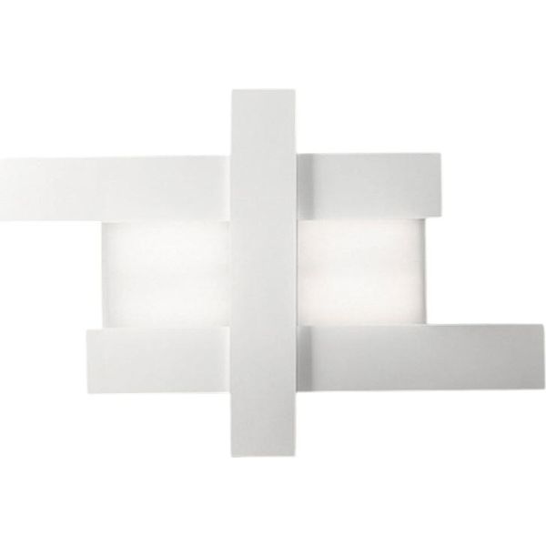 Applique Led Design Moderno 40W Bianca - Struttura Geometrica In Acciaio, Luce Calda 3000K, 2620Lm, Larghezza 84 Cm, IP20-image