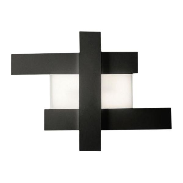 Applique Led Design Moderno 30W Nera - Struttura Geometrica In Acciaio, Luce Calda 3000K, 2620Lm, Larghezza 65,5 Cm, IP20-image