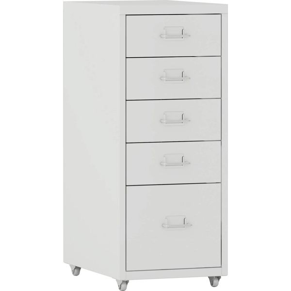 In And Outdoormatch Armadio Da Ufficio Kasey - Cassettiera - Su Rotelle - 69X28X41 Cm - Bianco - Acciaio - Design Elegante-image