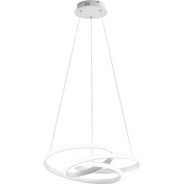 Diva - Lampada A Sospensione Led 39W Dimmerabile - Design Moderno In Alluminio Bianco Satinato, Luce Calda 3000K, Anelli Intrecciati D.50Cm-image