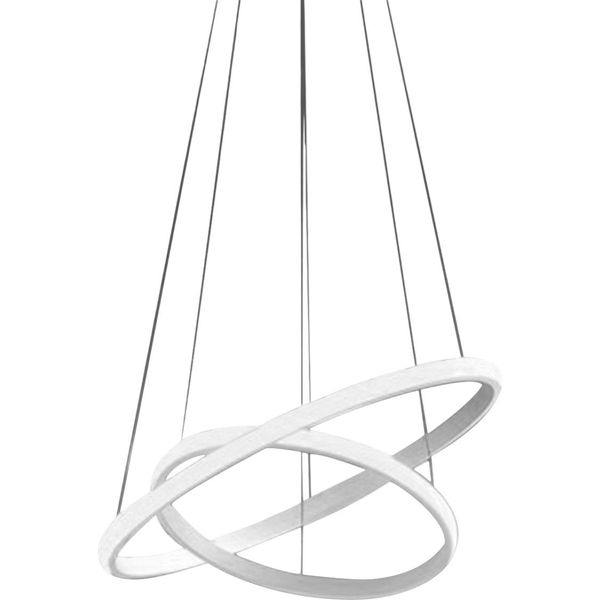 Lampadario Led Iole S2 40W Dimmerabile - Sospensione Moderna Bianca A Doppio Anello, Luce Calda 3000K, 2000Lm, Design Elegante-image