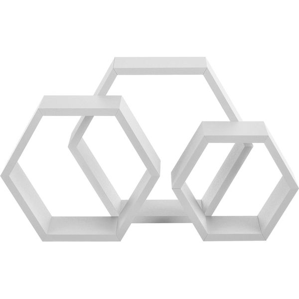 In And Outdoormatch Design Mensola A Muro Adriana - Set Di 3 Pezzi - Bianco - Design Moderno - Mdf-image