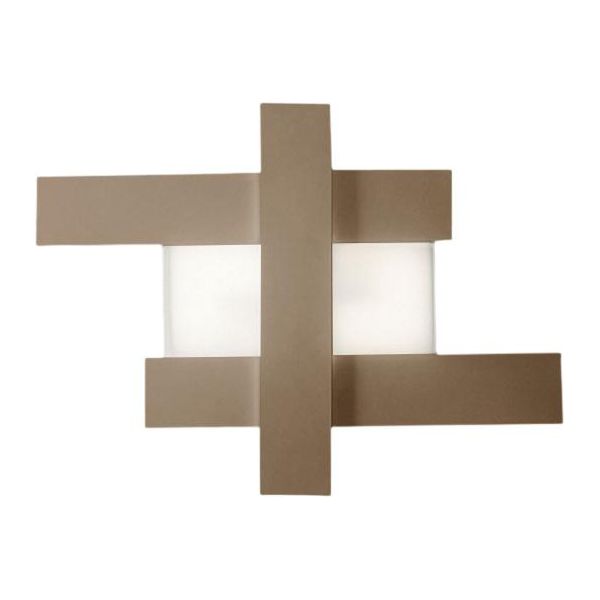 Applique Led Design Moderno 30W Tortora - Struttura Geometrica In Acciaio, Luce Calda 3000K, 2620Lm, Larghezza 65,5 Cm, IP20-image