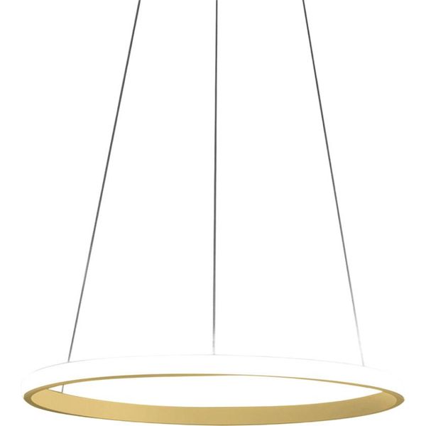 Lampada A Sospensione Iole S1 Led 28W Dimmerabile - Lampadario Con Anello Oro Spazzolato Moderno, Luce Calda 3000K, IP20-image