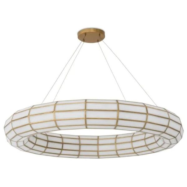 Casa Padrino Lampadario Ottone Antico / Bianco Ø 118 X H. 18 Cm-image