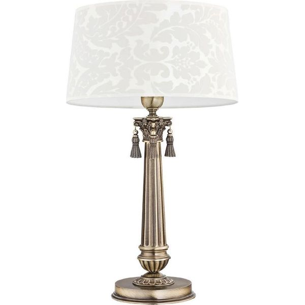 Casa Padrino Lampada Da Tavolo Barocca Ottone Con Patina / Bianco Ø 32 X H. 53 Cm-image