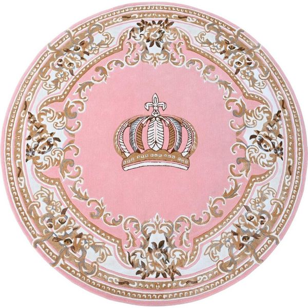 Tappeto Rotondo PompööS By Casa Padrino Barocco Di Harald GlööCkler Rosa / Bianco / Marrone Ø 200 Cm-image