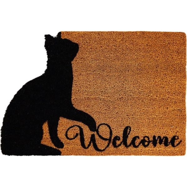 Home Elements Tappetino In Fibra Di Cocco, Welcome Cat, 40X60 Cm-image