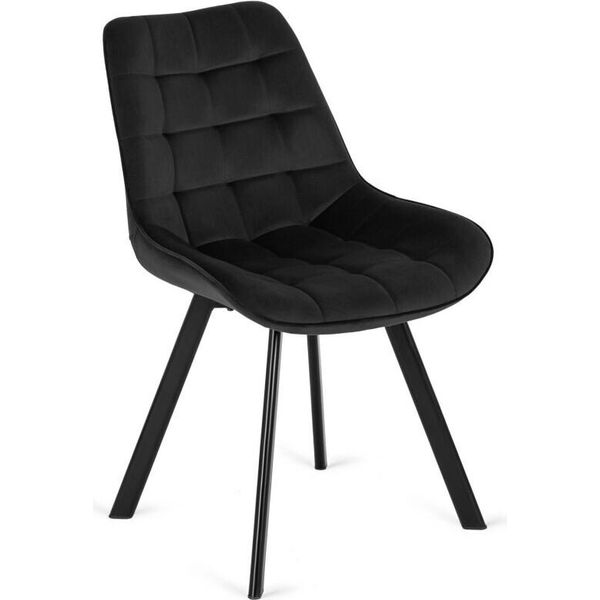 Sedia Da Pranzo Imbottita "Rock"", In Nero Con Gambe Nere, 53 X 59 X 87 Cm"-image