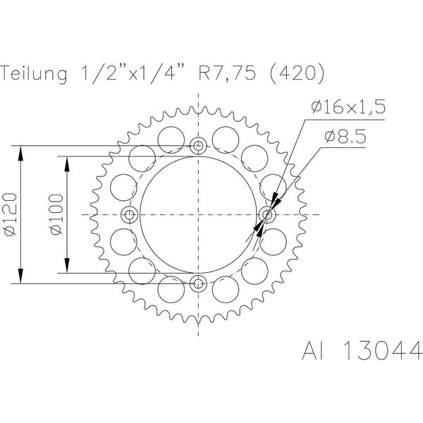Pignone Esjot "13044"" 420, Alluminio 56 Denti"-image