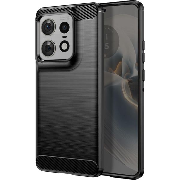Avizar, Custodia Protettiva Flessibile Per Motorola Edge 50 Pro, Effetto Carbonio, Nero-image