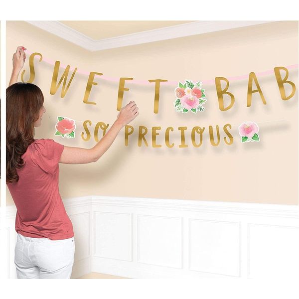 Amscan - Floreale - Bandiera, Baby Shower 2-Pack - Carta SG35350 (Taglia Unica) (Colorato)-image