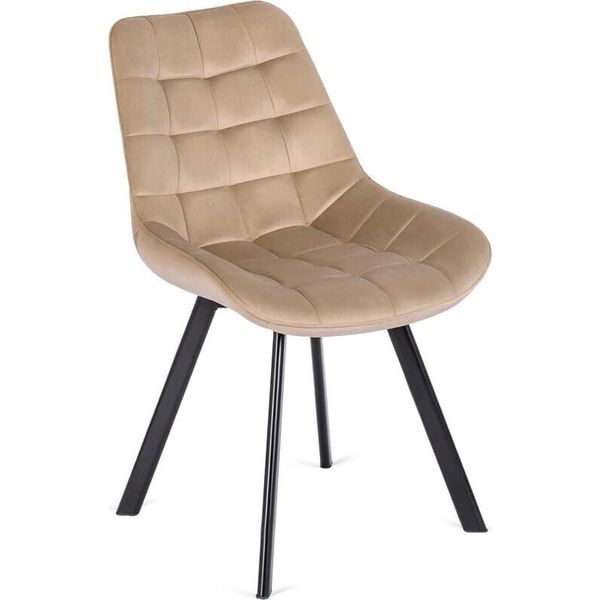 Comoda Sedia Imbottita Per Sala Da Pranzo, Cucina O Soggiorno "Rock"", 52 X 87 Cm, Nel Colore Beige Con Gambe Nere."-image