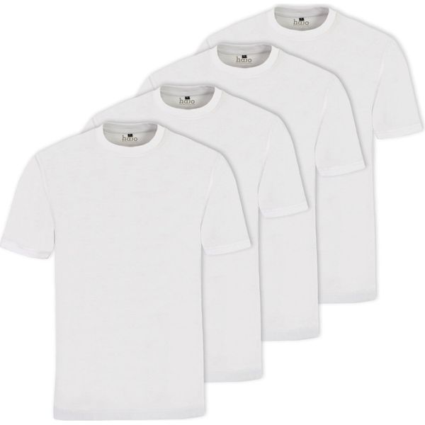 T-Shirt Hajo Da Uomo, Confezione Da 4 Pezzi - Basic, Manica Corta, Girocollo, Cotone, Bianco Tinta Unita S-image
