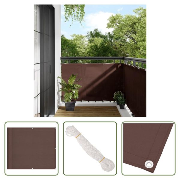 The Living Store Paravento Per Balcone Marrone 90X800 Cm 100 % Poliestere Oxford-image