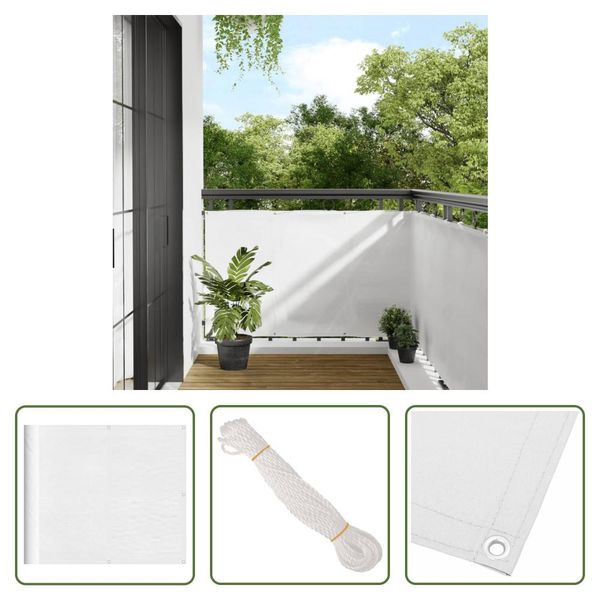 The Living Store Protezione Per Balcone Bianca 90X800 Cm 100% Poliestere Oxford-image