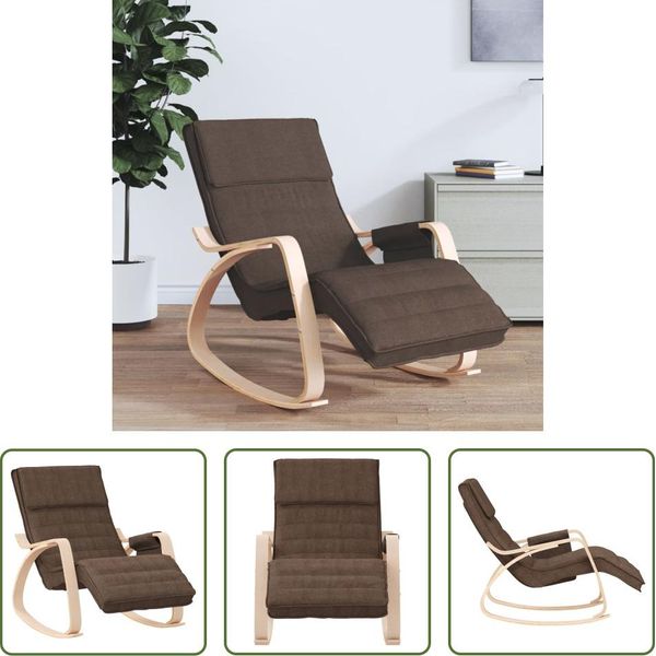 The Living Store Sedia A Dondolo In Tessuto Marrone Scuro-image