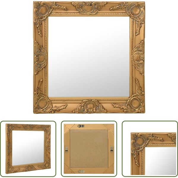 The Living Store Specchio Da Parete In Stile Barocco 50X50 Cm Golden-image