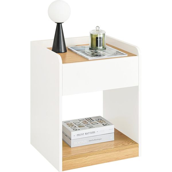 Sobuy Comodino Cassettiera Divano Letto Tavolino Laterale Tavolino Telefonico Stretto Comodino Cassettiera Bianco FBT128-WN Wd Circa 45X55X40Cm-image