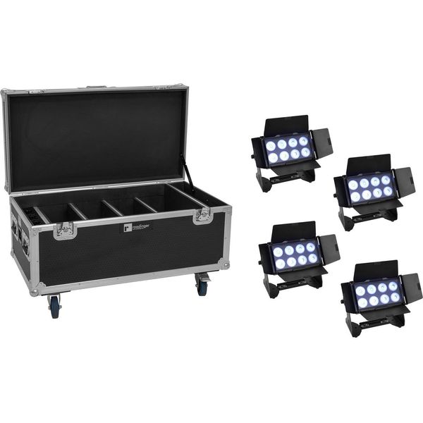 Eurolite Set 4X Akku Multiflood Ip 8X10W Rgbw Wash Crmx + Custodia Con Funzione Di Ricarica (20000999)-image