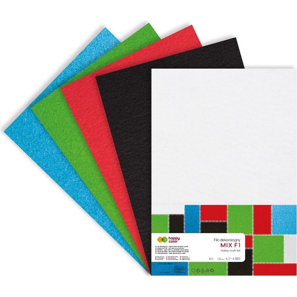 Filc Do Dekoracji Mix F1 A3 5Ark Happy Color-image