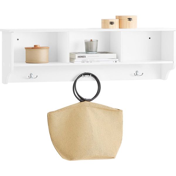Sobuy FHK35-W Appendiabiti Da Parete Appendiabiti Da Corridoio Ganci Per Cappotti Appendiabiti Con 3 Ganci Appendiabiti Bianco Wd Circa 100X30X20Cm-image