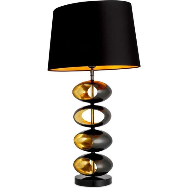 Casa Padrino Lampada Da Tavolo Con Paralume Nero/Oro Ø 16 X H. 69 Cm-image