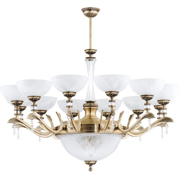 Casa Padrino Lampadario In Cristallo Barocco Ottone Con Patina / Bianco Ø 102 Cm-image