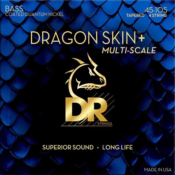 Dr Strings Dragon Skin+ Coated Nickel Medium 45-105 Tapered Multi-Scale Struny Pro Baskytaru-image