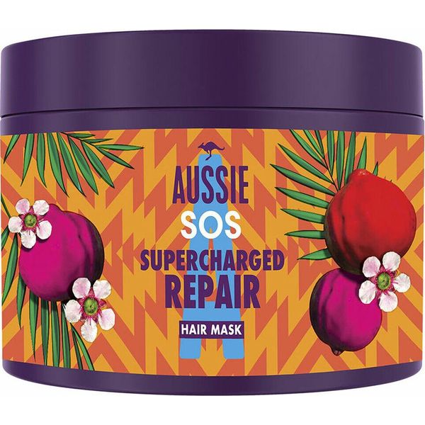 Aussie Sos Supercharged Repair Maschera Vegana Riparatrice Potente Per Capelli Bisognosi Di Soccorso Con Superalimenti Australiani 450Ml Non Profumata-image