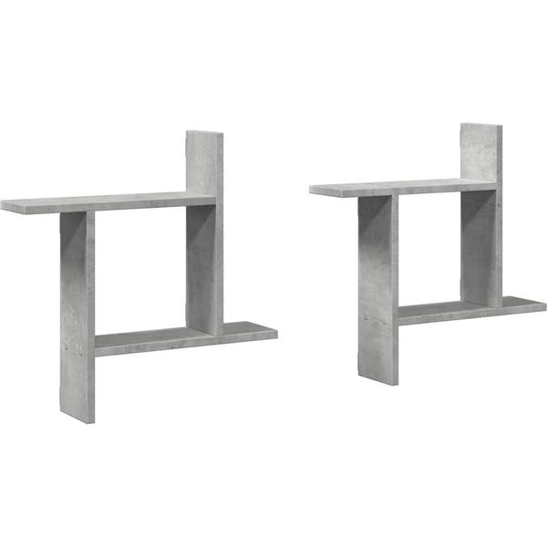 Vidaxl Mensole A Muro 2 Pz. Grigio Cemento 50X12X50 Cm Materiale A Base Di Legno-image