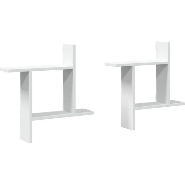Vidaxl Mensole A Muro 2 Pz. Bianco 50X12X50 Cm Materiale A Base Di Legno-image