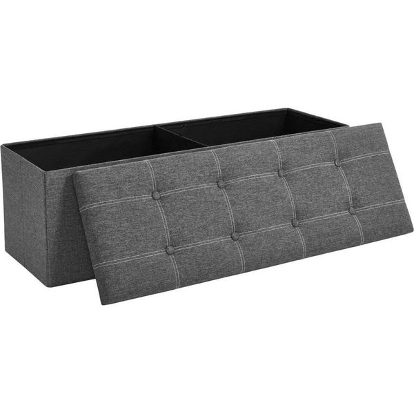 Pouf Portaoggetti, Box Pieghevole, 110 X 38 X 38 Cm, Poggiapiedi In Lino Artificiale, Portata Fino A 300 Kg, K-image