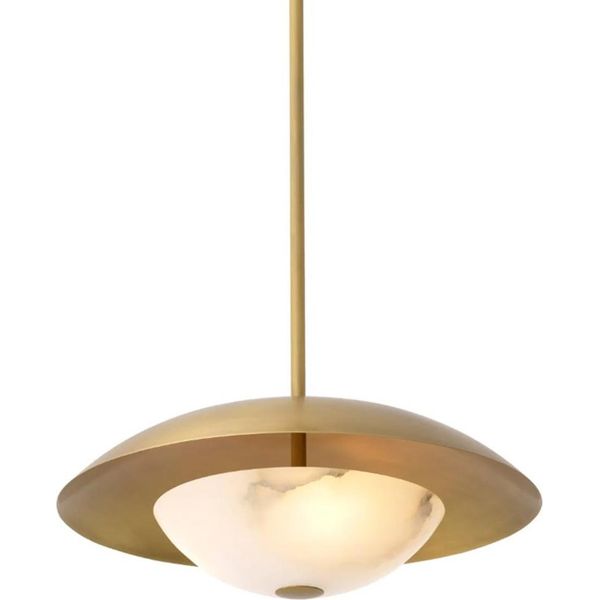 Casa Padrino Lampada A Sospensione Colore Ottone Antico / Alabastro Ø 50 Cm X H. 20 Cm-image