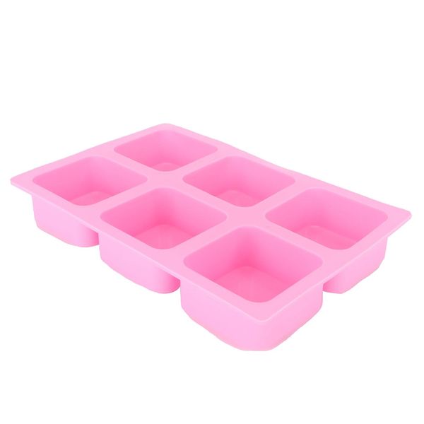 Stampo In Silicone A 6 Scomparti Quadrati Per Torte, Produzione Di Saponi, Saponi Aromatici E Progetti Di Pasticceria Fai Da Te-image
