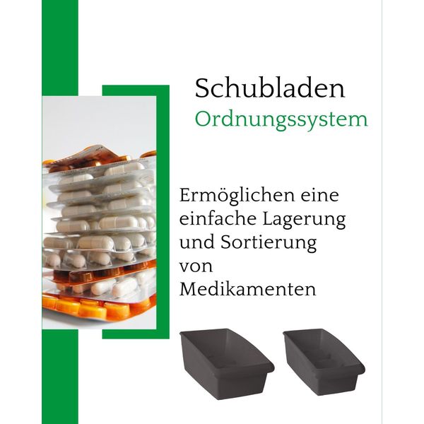 Novaliv Organizzatore Di Medicinali Grande - 25 X 16 Cm Grigio Antracite Con Divisorio - Contenitore Per Pillole, Compresse, Gessi, Bende, Vitamine, Ecc-image