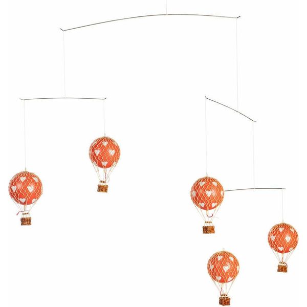 Authentic Models Mobile Flying The Skies Hearts Rosso, Decorazione Da Appendere, Palloncino, Rattan / Carta / Plastica, AP134-image
