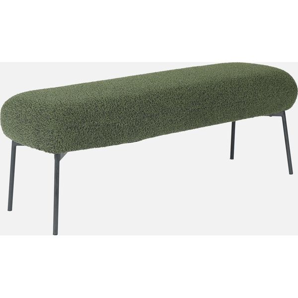 Panca Tessuto Bouclé E Gambe In Metallo, Verde Kaki-image