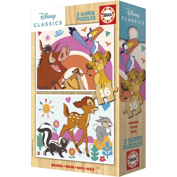 Educa Puzzle In Legno Re Leone E Bambi 2X16 Pezzi-image